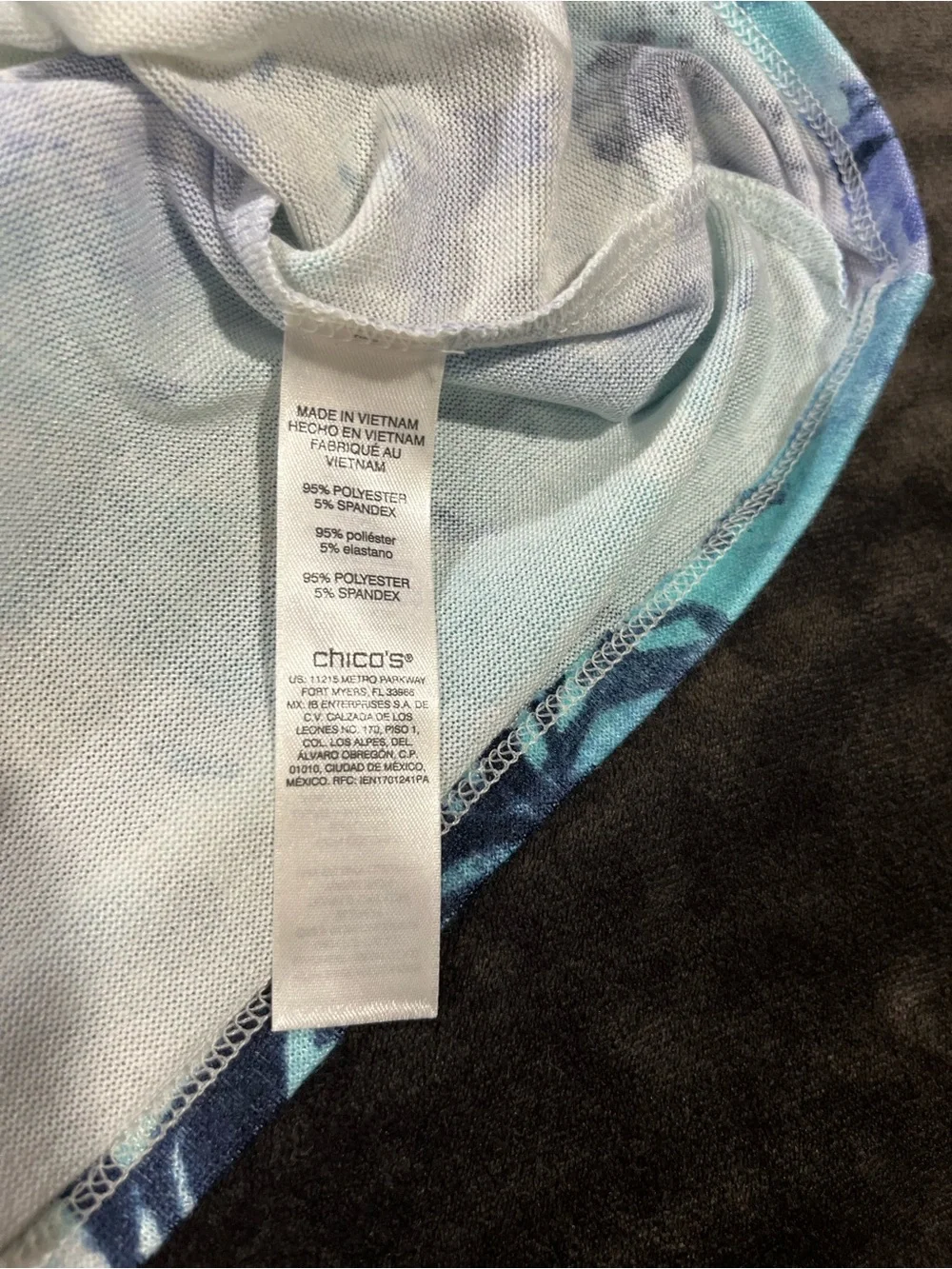 NWT Chicos Women’s CoziSoft Size 2 Large V-Neck Floral Abstract Blue Purple Top - Picture 12 of 14